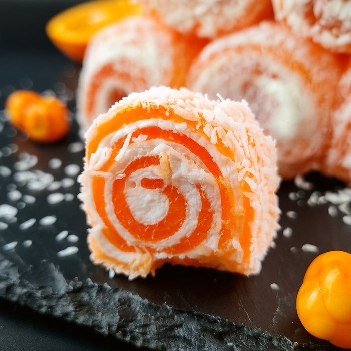 Apelsīnu lukums ar vaniļas pastilu un kokosa skaidiņām