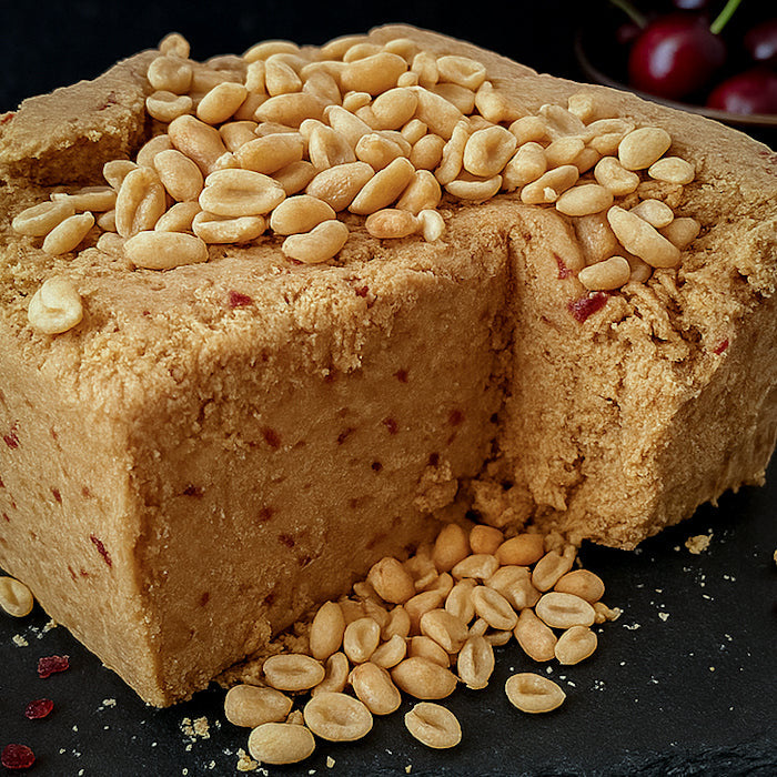 Halva zemesriekstu ar ķiršiem