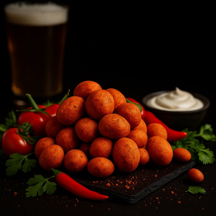 Kraukšķīgie zemesrieksti salsas apvalkā