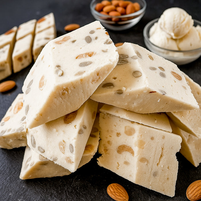 Šerbets ar saldējuma garšu un mandelēm